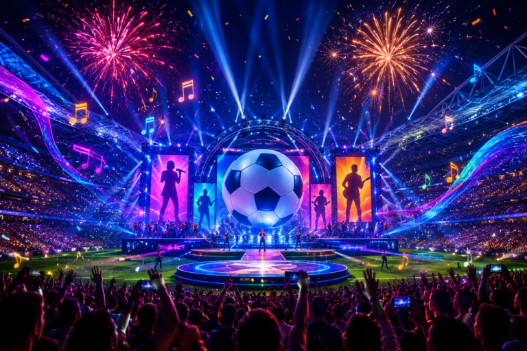 Arte de capa sobre música e shows de abertura da Copa do Mundo.